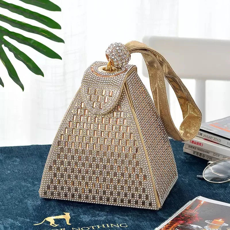 Gold Silver Evening Bags for Women Diamonds Fashion Triangle Mini Handbags 2021 new arrival Ladies Party Clutch Purse B395