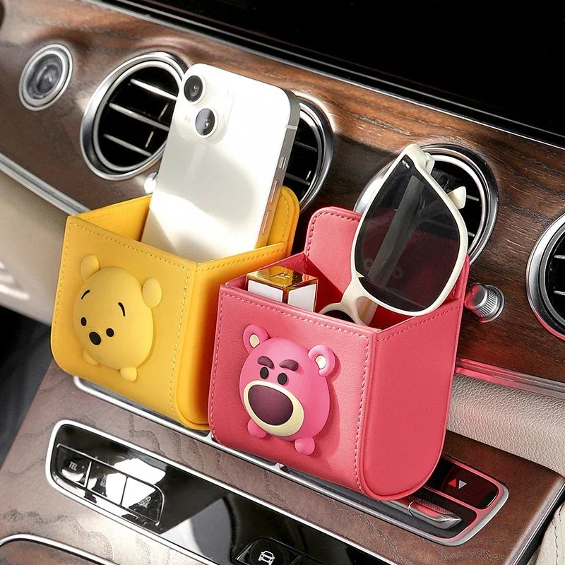 1pc Car Storage Bag Car Air Outlet Debris Bag For Mobile Phone Key Sunglasses Vent Dashboard Tidy Hanging Leather Organizer Box unique