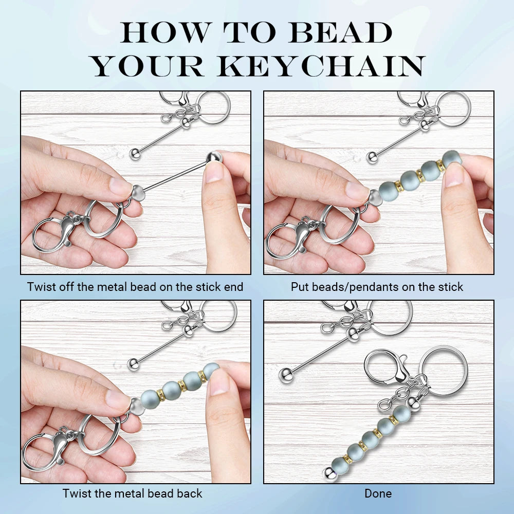 3/5/10/20PCS Metal Beadable Keychain Bars Blanks for Beads Pendant Jewelry Charms DIY Crafts Keychains Making Valentine’s Gift