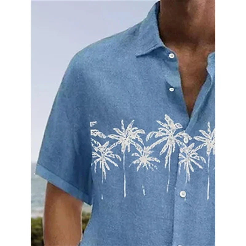 men's shirt Hawaiian shirt coconut wood 3D printing short sleeve button clothes tropical fashion jacket S-5XL mon