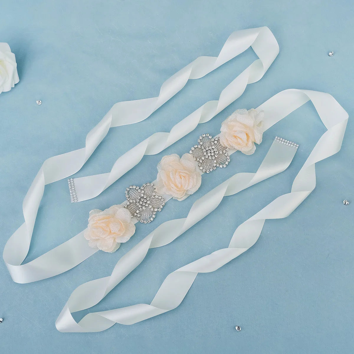 Elegant Rhinestone Flower Bridal Belt Bride Accessories Wedding Party Prom Dress Belt