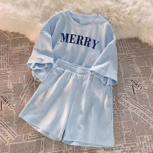 2025 Summer Women Shorts Sets Casual Two Pieces Short Sleeve T Shirts and High Waist Short Pants Solid Outfits Tracksuit 2PCS
