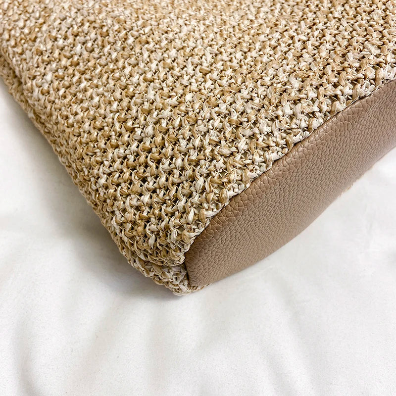 Fashion Straw Hollow Out Knitting Tote Bag Summer Cute Shoulder Bag Large Capacity Handbags and Purses Weave Beach Bag