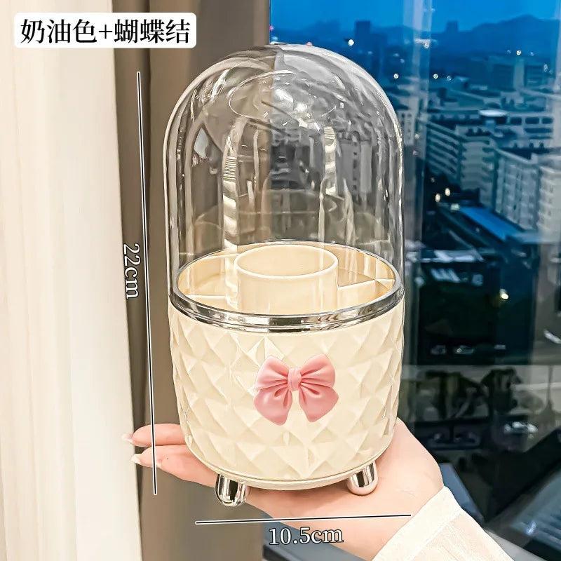 Makeup Storage Case Rotating Dustproof Makeup Brush Storage Container Pen Brush Bucket Dresser Desktop Lipstick Storage Rack