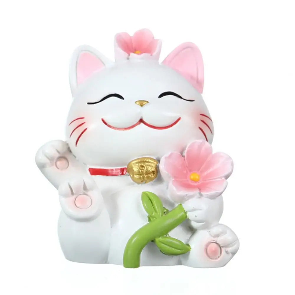 Shake Head Lucky Cat Car Decoration Cartoon Cat Waving Arm Mini Lucky Cat Figure Resin Multipurpose Maneki Neko Ornament