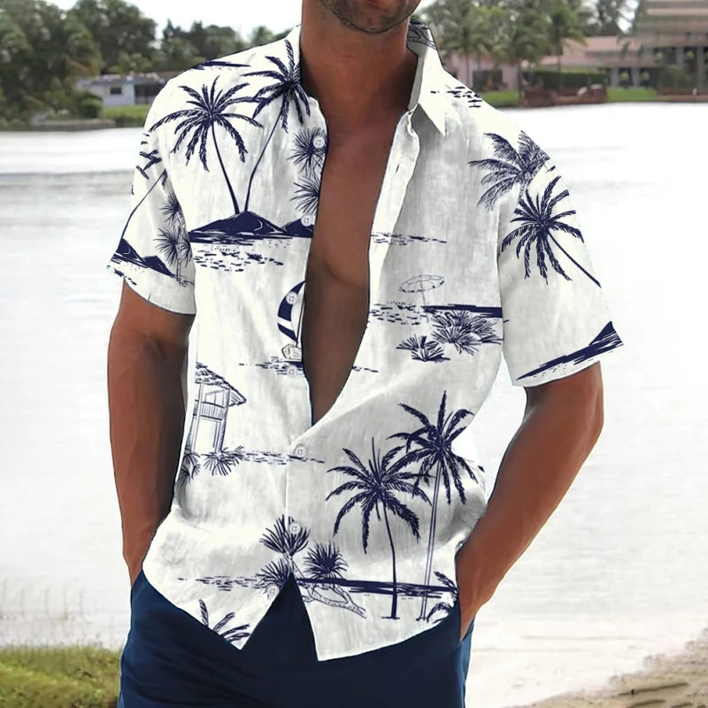 Summer Men Hawaiian Shirt 3d Plant Shirt For Men mon