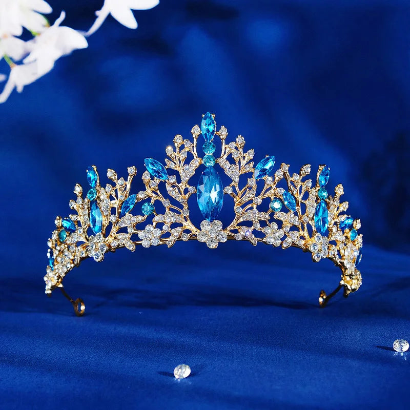 Elegant Rhinestone Bridal Crown Hair Jewelry Pink Crystal Crown Diadem Hair Accessories Headpieces Head Jewelry Wedding Tiara