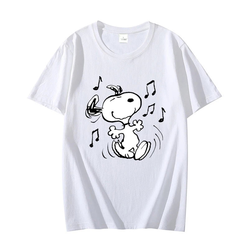 Snoopy!!! the Musical Men T-shirt Summer Short Sleeve Women Tee Shirts 100% Cotton 2025 New Fashion Couple Clothes Tops