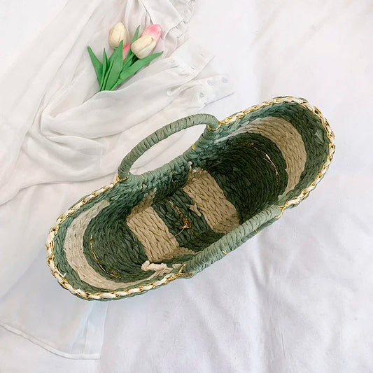 Large Beach Straw Bag 2025 Summer Rattan Woven Handbags Half Moon Design Top-Handle Tote Ladies Travel Shopping Bag Purse Sac