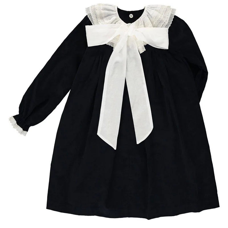 2025 Kids Dresses For Girls Spring Baby Girl Elegant Dress Kid Petal Collar A-line Loose Clothing Toddlers Cute Casual Outerwear