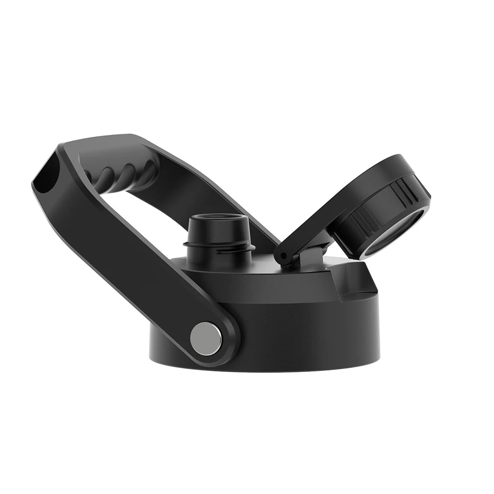 128oz Edelstahl-Wasserflaschendeckel Große Thermoskanne Großer Sportkessel mit Griff für Fitnessstudio Wandern Camping & Reisen Schwarzer Becher