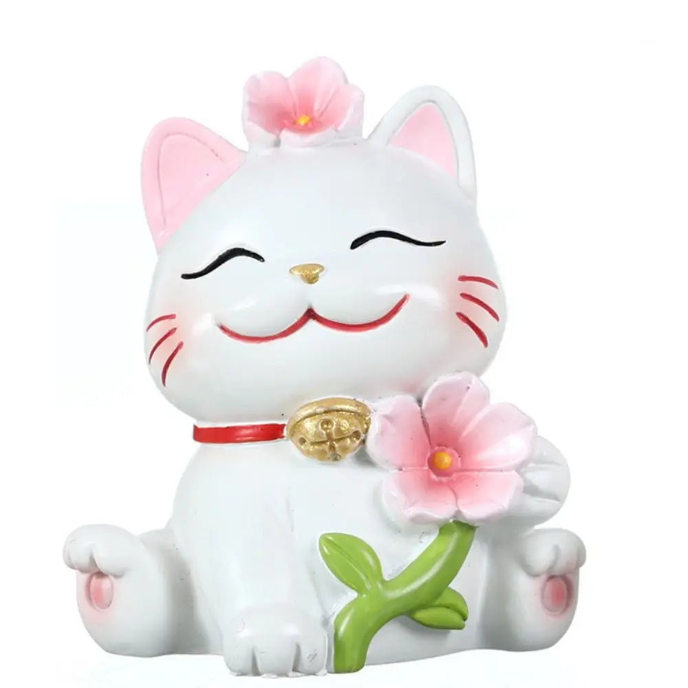 Shake Head Lucky Cat Car Decoration Cartoon Cat Waving Arm Mini Lucky Cat Figure Resin Multipurpose Maneki Neko Ornament