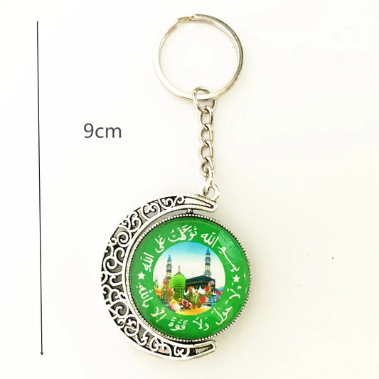 Ramadan Decor Moon Crystal Kaaba Keychain Arab Key Chain