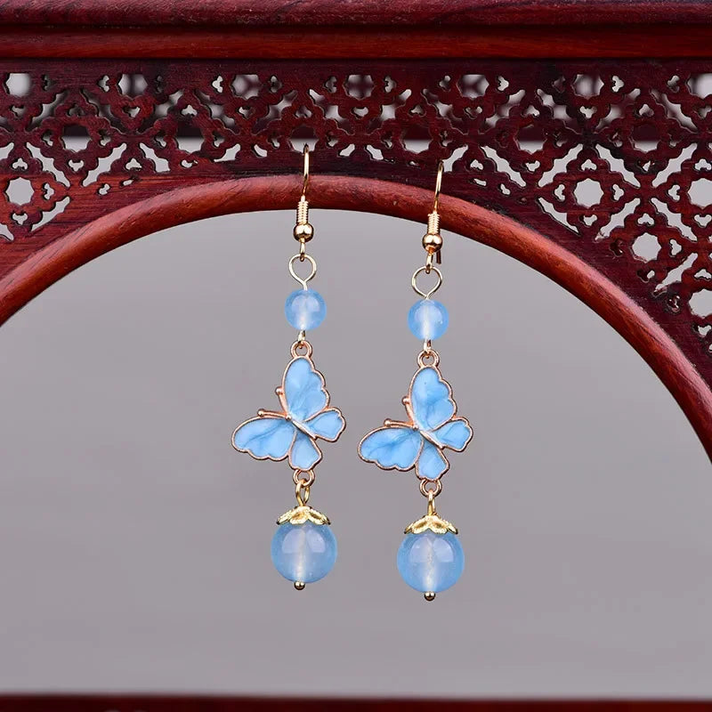 Real Jade Butterfly Earrings Fashion 925 Silver Vintage Stone Energy Luxury Bead Women Gifts Talismans Carved Natural Jewelry
