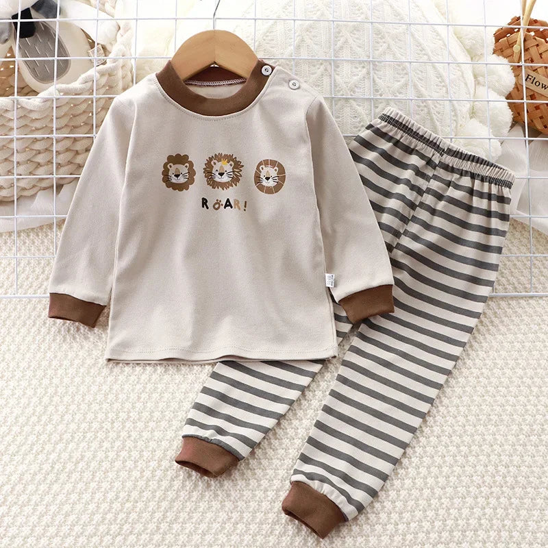 Neugeborene Kinder Jungen Mädchen Pyjama Sets Cartoon Casual Langarm Niedlich T-Shirt Tops mit Hosen Kleinkind Baby Herbst Schlafkleidung