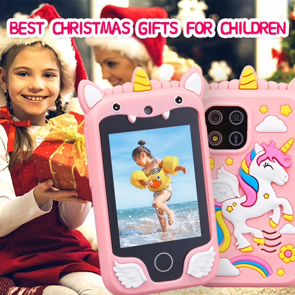 Kinder Musikalisches Smartphone Spielzeug Cartoon Einhorn Touchscreen Baby Mobile für Mädchen Jungen Lernspielzeug Geburtstag Weihnachtsgeschenke