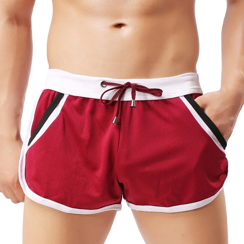 Summer Swimsuit Men Comfortable Gym Athletic Shorts Men's Swimwear Swimming Stitching Color Beach Swimming Quick Dry Shorts