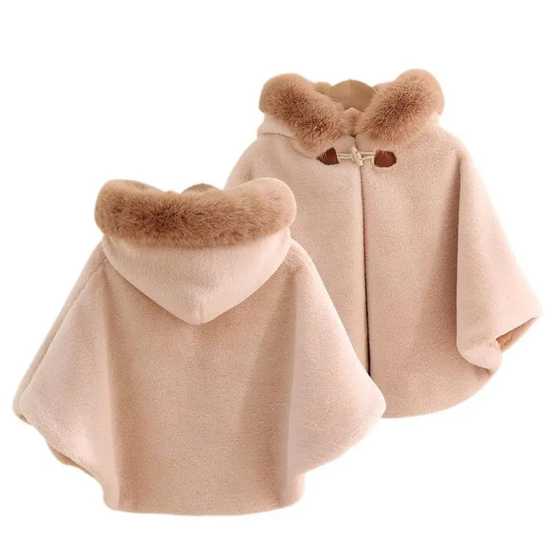 2024 Baby Kids Solid Color Cloak Fashion Cloak Newborn Autumn Winter Thick Warm Baby Girl Clothing Girls Causal Hooded Coat