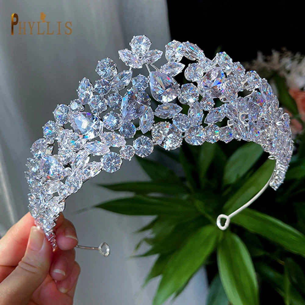 A366 Vintage Bridal Tiaras and Crown Zircon European Hair Accessories Party Wedding Headdress Crystal Headband Bride Headwear