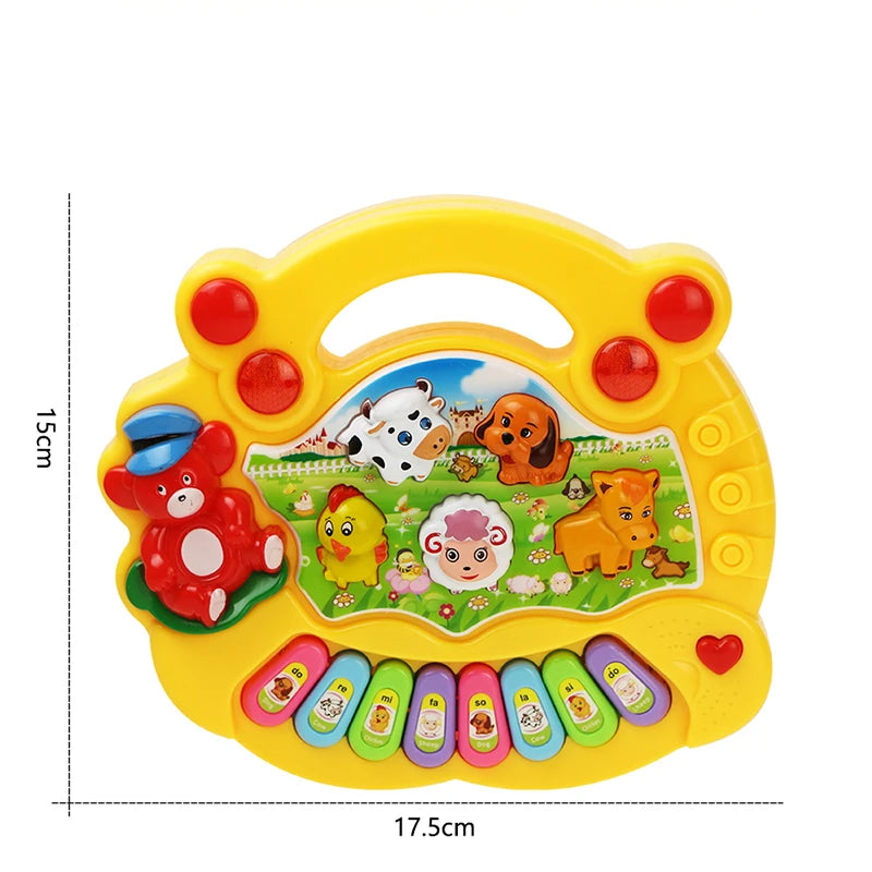 Baby-Musikspielzeug mit Tiergeräuschen, Klaviertastatur, elektrisches blinkendes Musikinstrument, frühes Lernspielzeug für Kinder