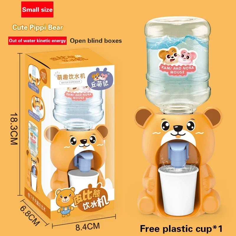 Mini Water Dispenser Cute Baby Toy Drinking Water Cooler Lifelike Children Cartoon Simulation Device for Kid Home Decor Ornament