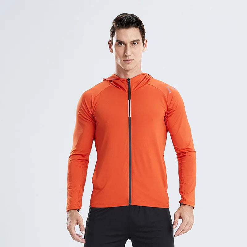 Men Hoodies Jacket Gym Sport Running Training Fitness Bodybuilding Sweatshirt Outdoor Sportswear Male Hooded Jackets Quick Dry
