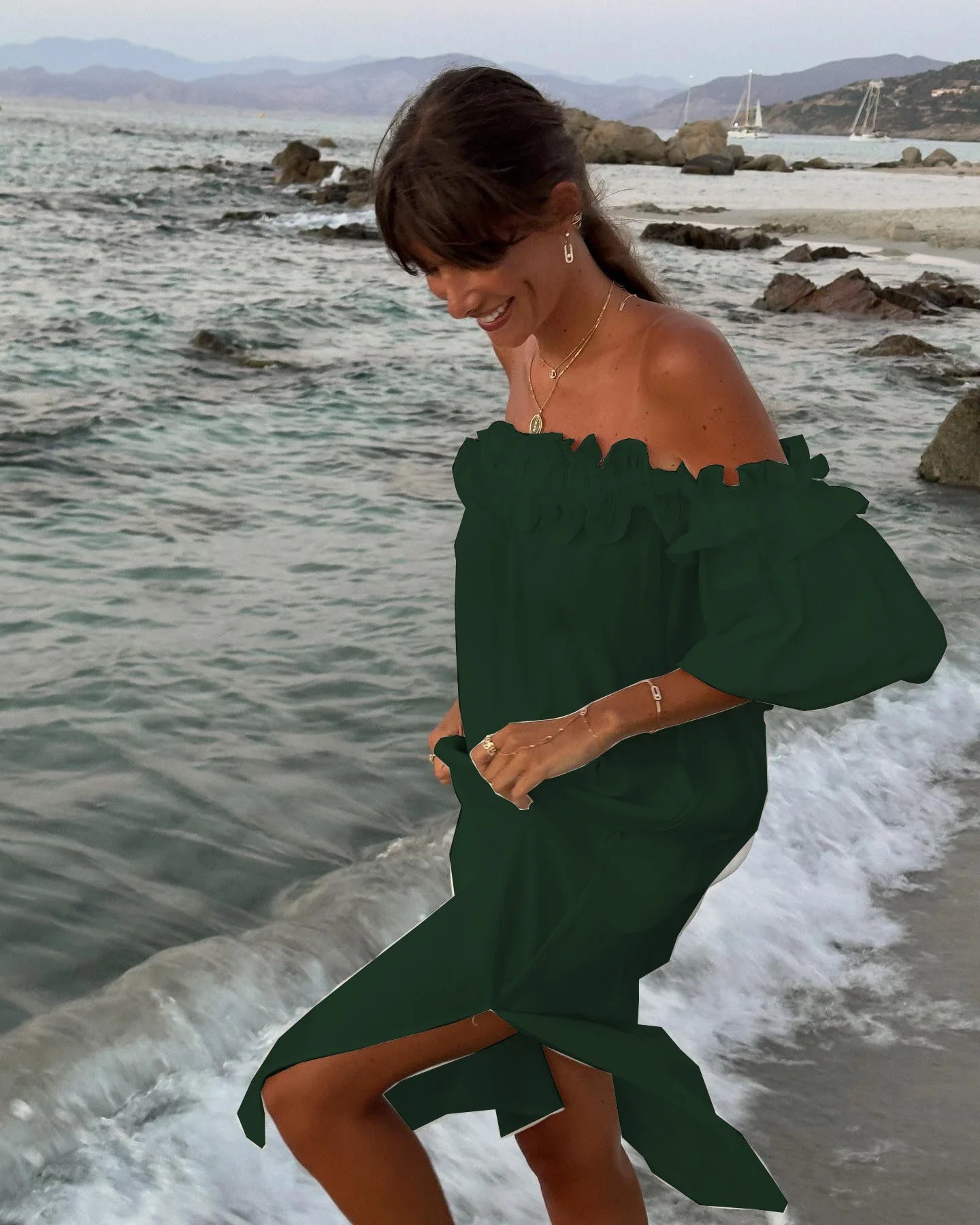2025 Summer Cotton Linen Women Dress Long White Off The Shoulder Side Split Dresses Female Elegant Casual Trendy Ladies Clothes