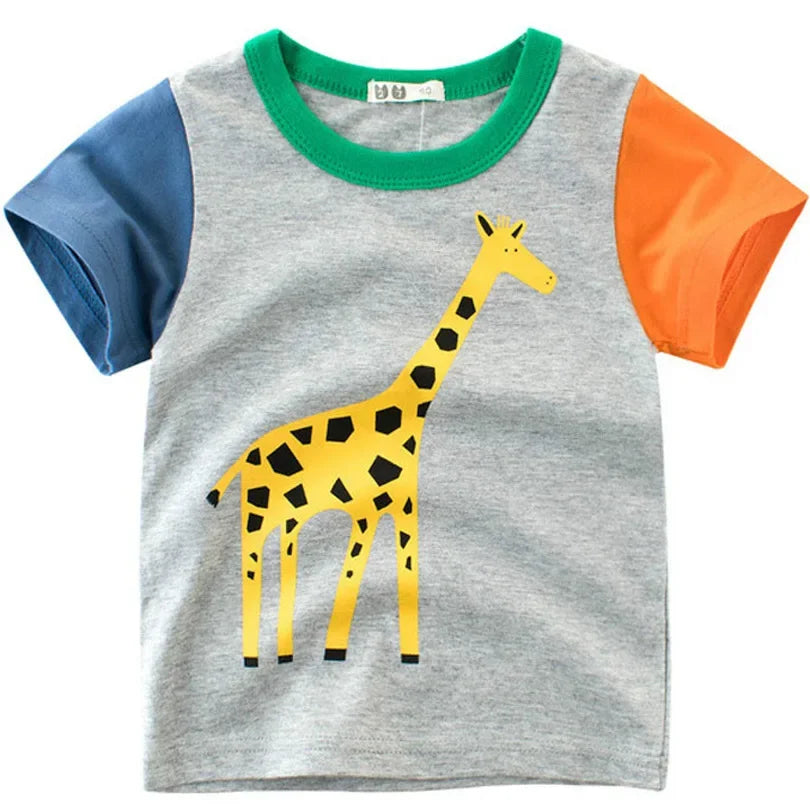 2025 Cartoon Druck Baby Junge Dinosaurier T Shirt Für Sommer Infant Kinder Jungen Mädchen Lion T-Shirts Kleidung Baumwolle Kleinkind Brief tops