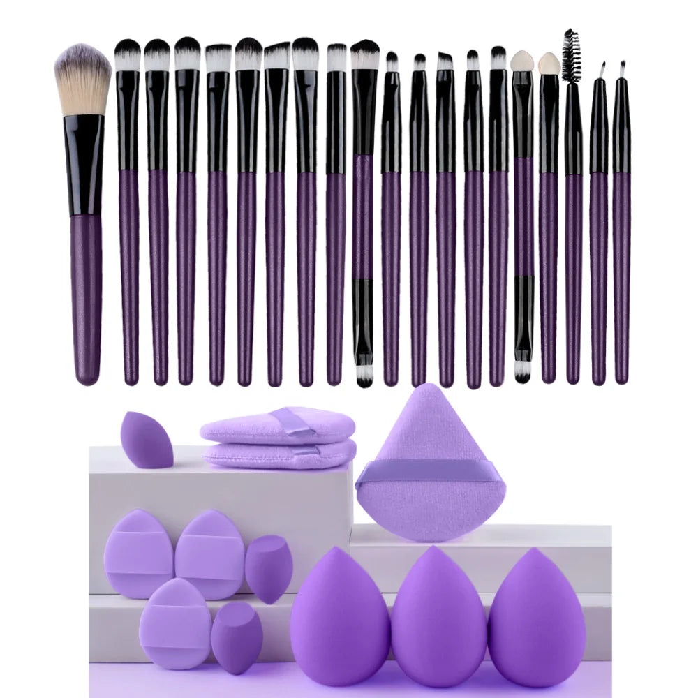 12/32pcs Makeup brush and sponge set Professional Makeup brush Set Beauty Blender Triangle Powder Puff Clean Powder Puff