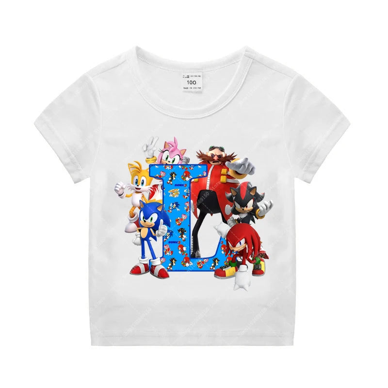 Sonics Kinder Sommer Baumwolle T-shirt Jungen Kurzarm Tops Anime Gedruckt Kleidung Kinder Cartoon Nette T-shirt Kleidung Weihnachten Geschenke 2025