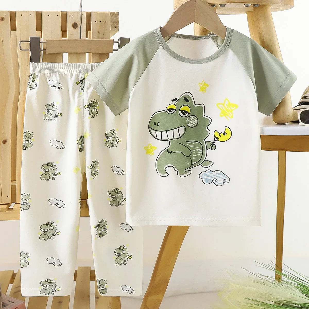 Children's Short Sleeve Set Cotton Summer Baby T-shirt Boys' Homewear Girls' Pajamas Summer Clothing Toddler Clothes Kids Sets