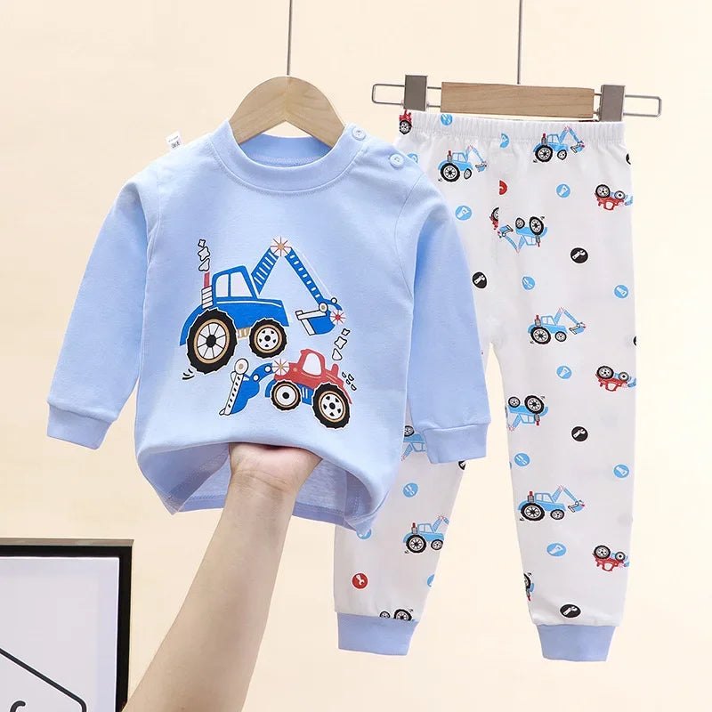 Neugeborene Kinder Jungen Mädchen Pyjama Sets Cartoon Casual Langarm Niedlich T-Shirt Tops mit Hosen Kleinkind Baby Herbst Schlafkleidung