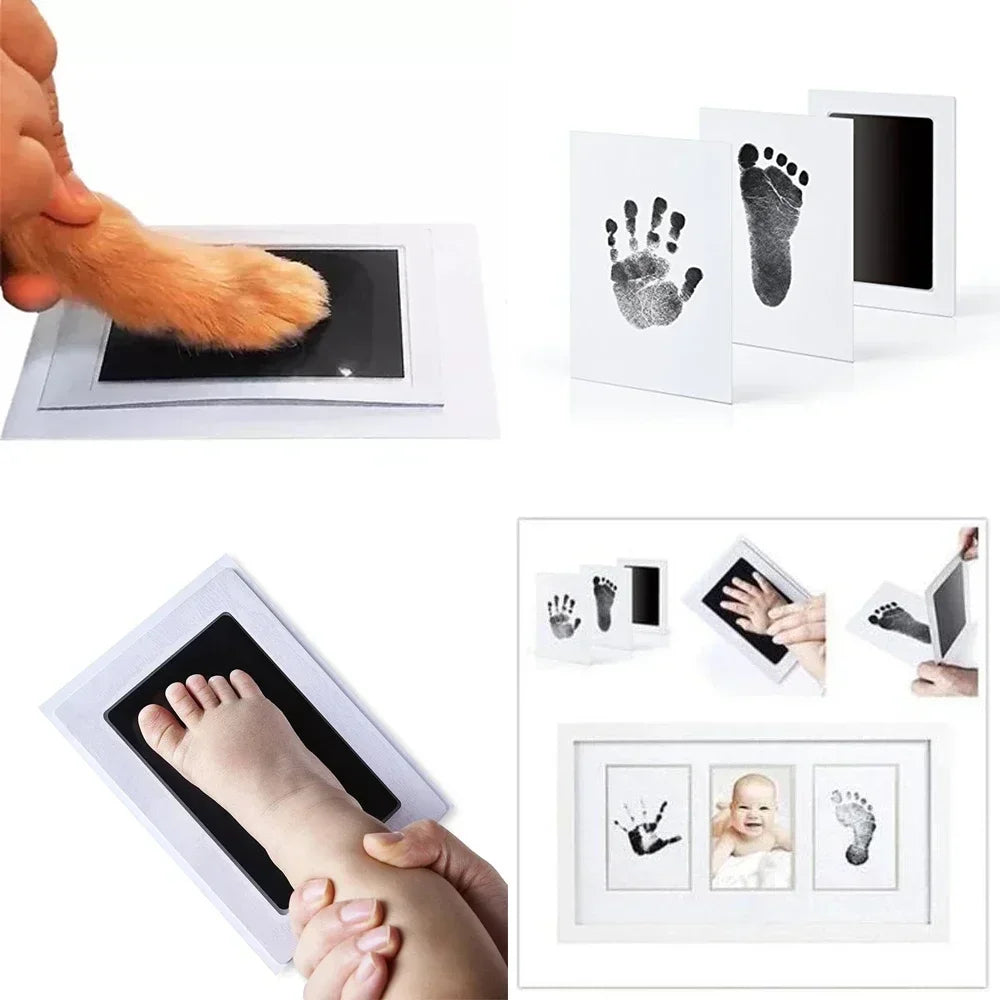 Baby-Fußabdruck-Set, sicher, waschbar, Handabdruck, Pfotenabdruck, Souvenirs für Neugeborene, berührungslose Haut für Kissen, Tinte, Fußabdruck, Kleinkindspielzeug