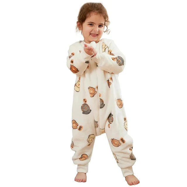 MICHLEY Cartoon Flannel Children Baby Sleeping Bag Sack Warm Winter Clothes Toddler Sleepsack Pajamas For Girls Boys Kids 1-6T