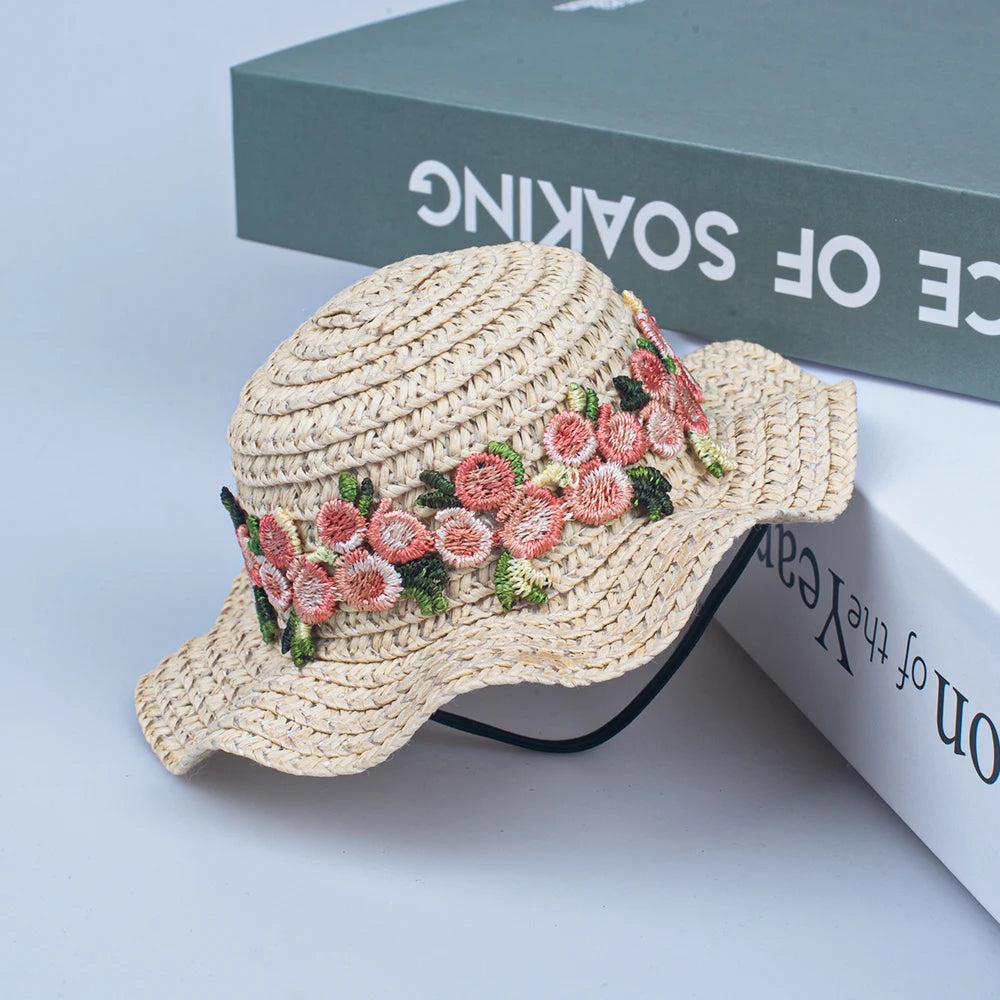 Pets Straw Hat Handcrafted Adjustable Bowknot Summer Spring Cats Dogs Pets Cap Daily Decor Sunhat