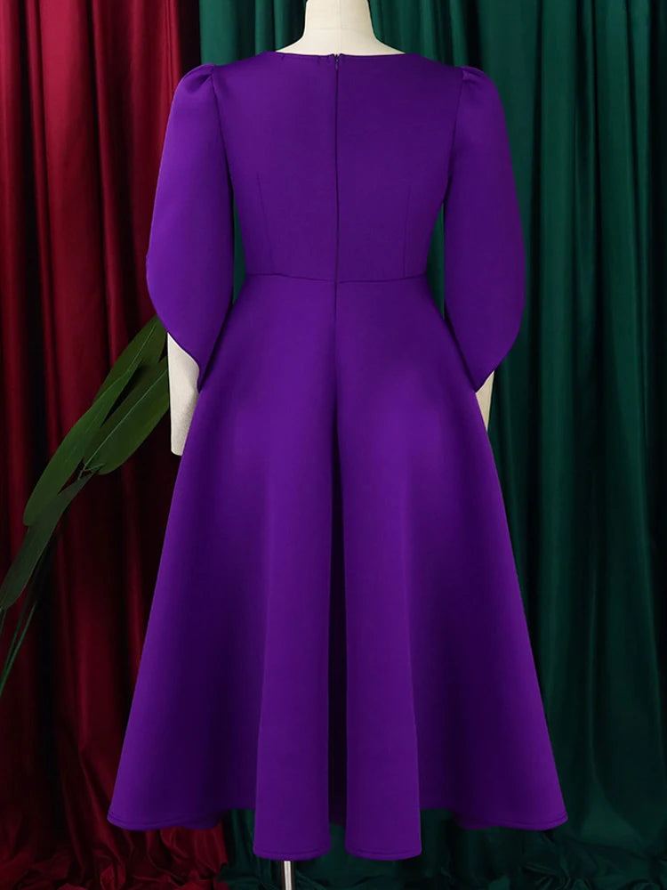FairyShely 2025 Spring Long Sleeve Plus Size Long Dress Women Solid Large Big Dresses Lady Slim Fit Party Tight Curvy Dress