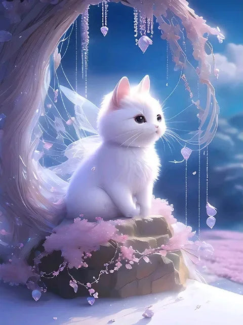 HOMFUN 5D DIY Full Diamond Embroidery "Animal Cat" Diamond Painting Cross Stitch Rhinestone Home Decoration