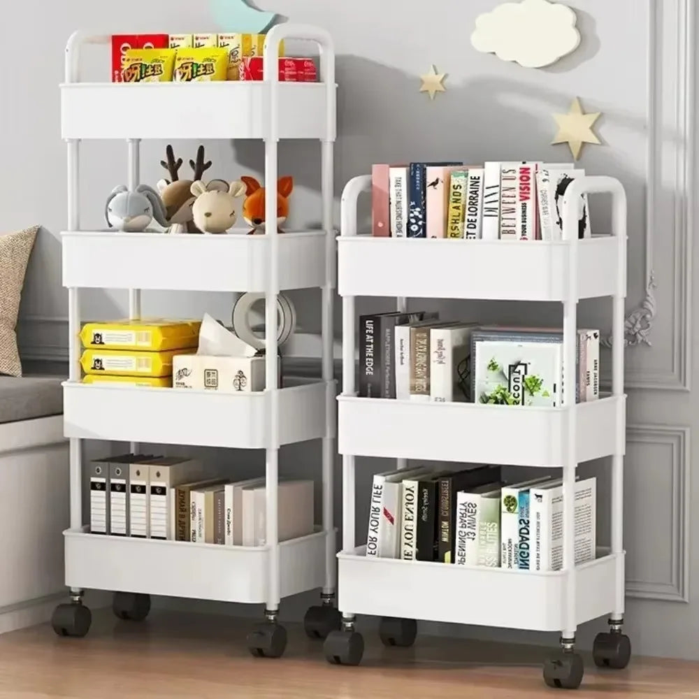 Storage Rack Trolley Multi-functional Mobile Multi-layer Household Snack Storage Rack with Wheel for Living Room Kitchen Bedroom