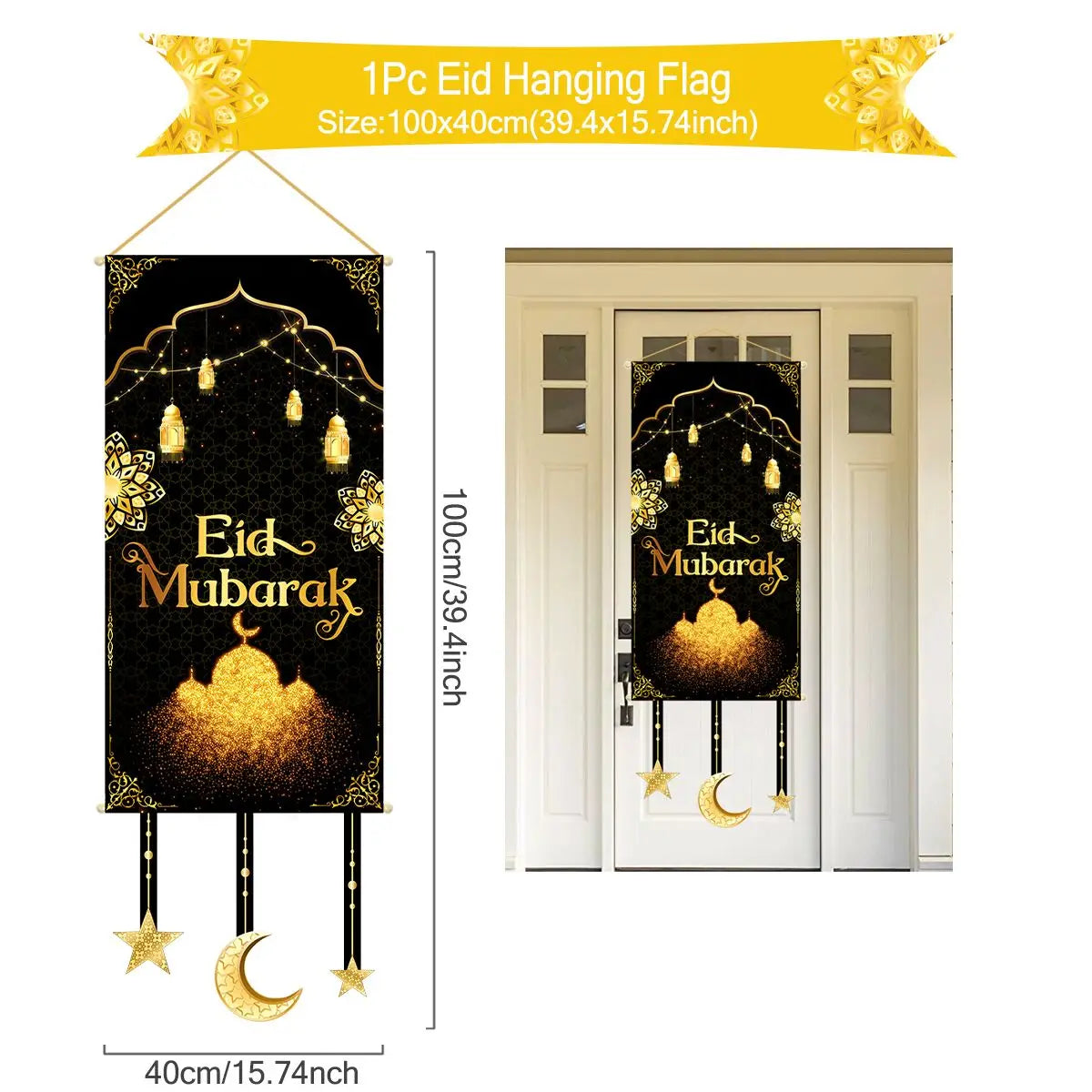 Ramadan Hanging Flag Ramadan Kareem Decoration For Home 2025 Aid EID Mubarak Muslim Islamic Festival Eid Al-fitr Party Supplies