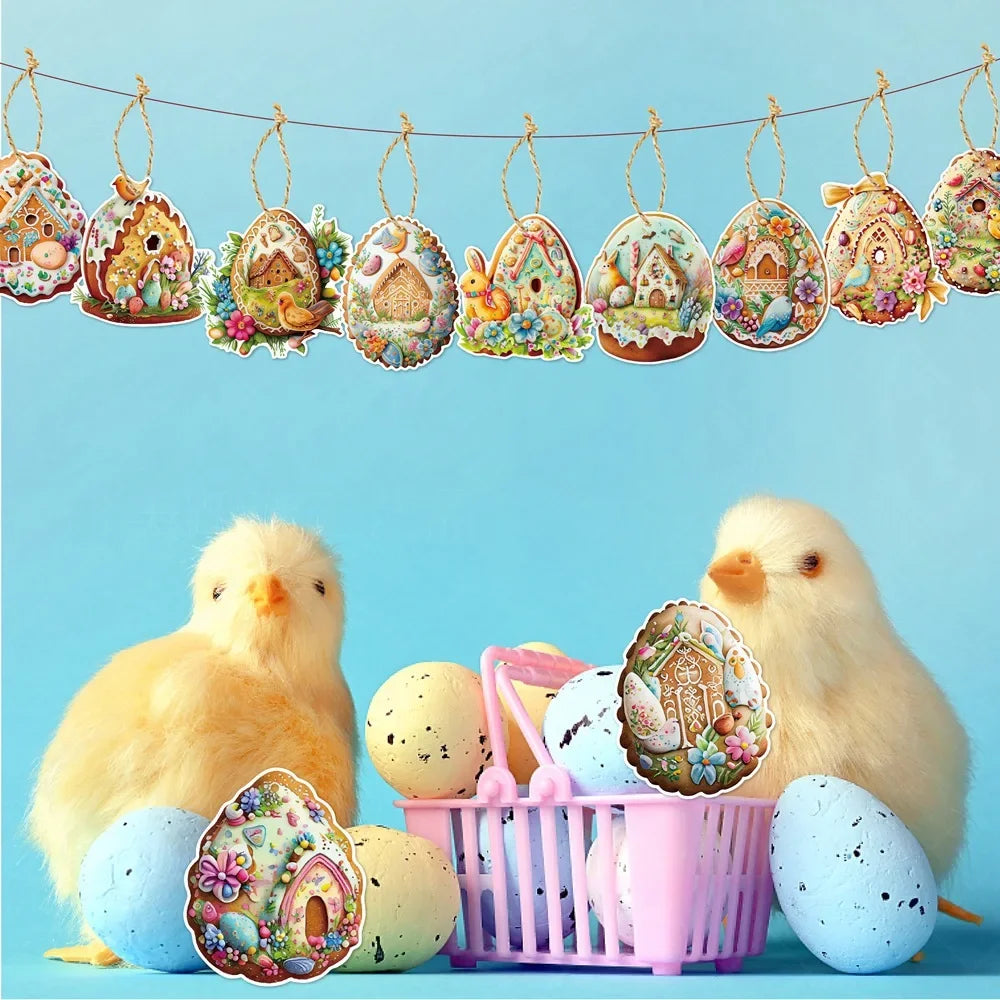 12pcs Door Hanging Easter Egg Easter Egg Pendant Set for Festive Decorations Home Atmosphere Props Fine Workmanship Reusable