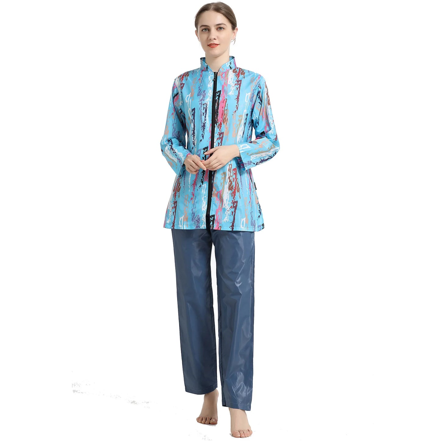 Burkini Femme Hasema Modest Muslim Swimwear for Women Three Piece Set Print Southeast Asian Ethnicity Conservative Bathing Suit