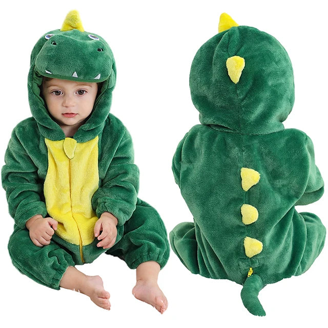 MICHLEY Halloween Baby Strampler Winterkleidung Flanell Kapuzen Bodys Pyjamas Tiere Overall Jumpsuit für Mädchen Jungen Kinder