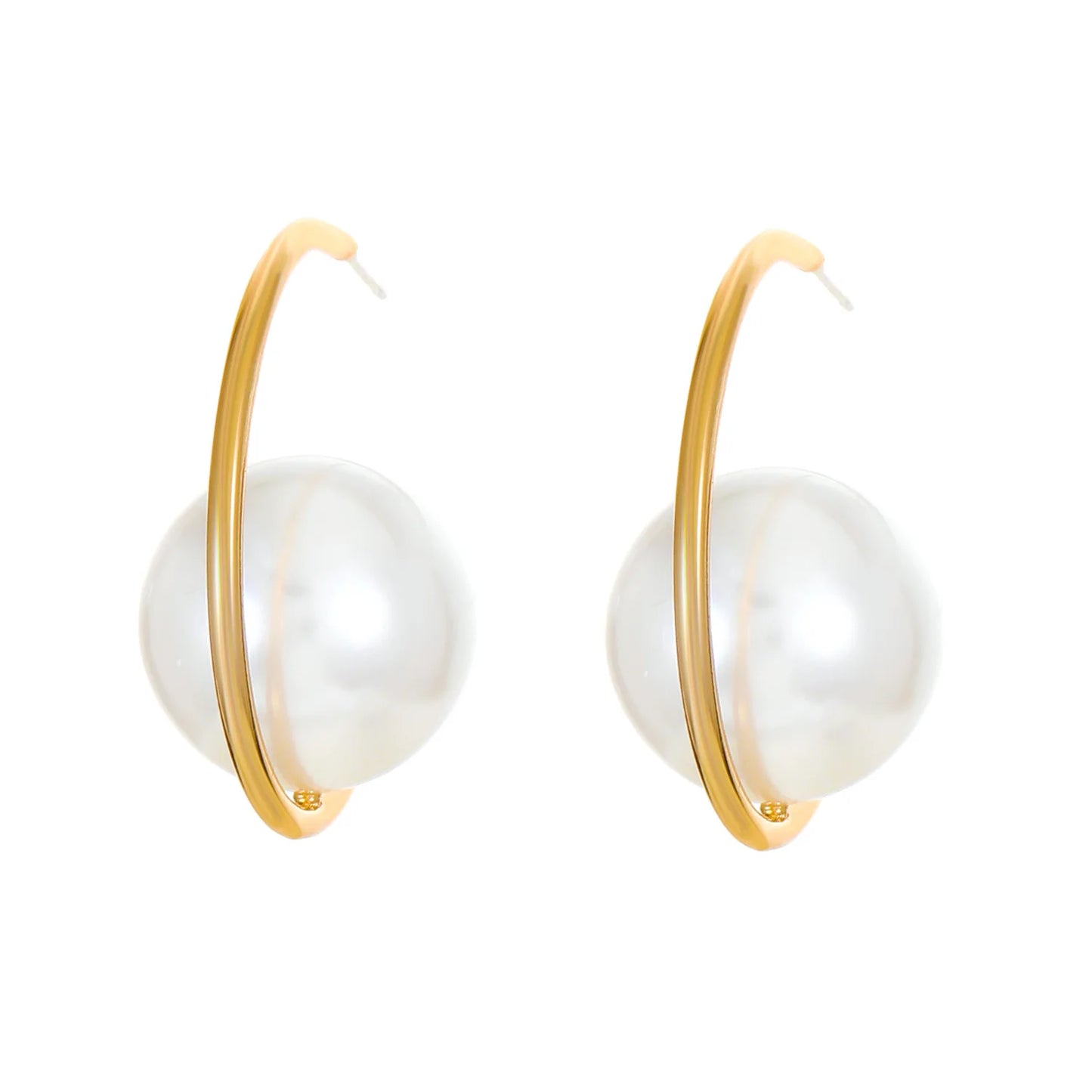 Exaggerated Big Pearl C Shaped Earrings For Jewelry 2025 Trending New Fashion Women's Geometric White Red Grey Pearl Earrings