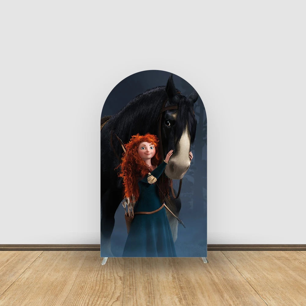 Disney Brave Legend Merida Theme Arch Background Cover Birthday Party Balloon Decoration for Arch Backdrop Stands-spandex Fabric