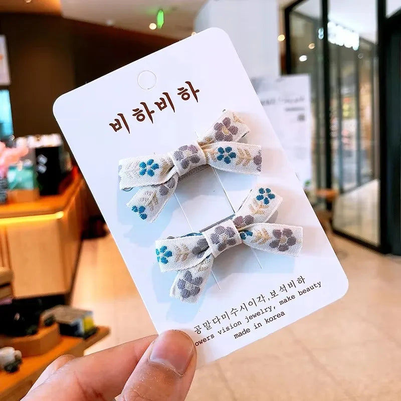 2pcs/lot Children Hair Pins Floral Embroidery Hair Clip Kids Hair Accessories Set Bb Clip Baby Hairgrip Toddlers Girls Barrettes