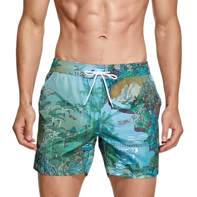 Seobean Swimsuit Man Short Swim Shorts Lined Men's Swimming Trunk Fast Dry Men Beach Board Surf Shorts Bath Suit sport Wear