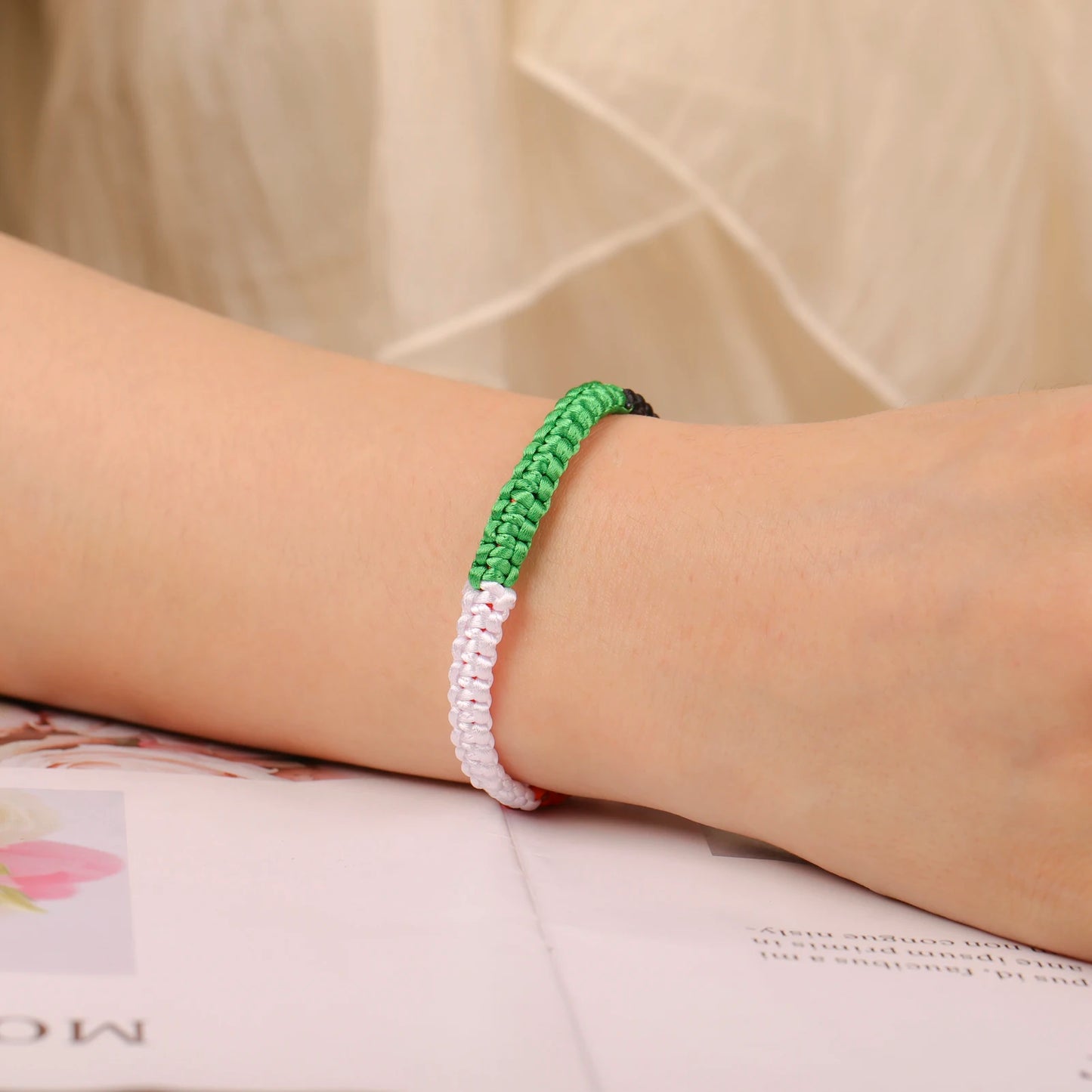 Palestine Flag Braided Rope Bracelets for Women Men Red Black White Green Natural Stone Beads Bracelet Jewelry Gift Wholesale