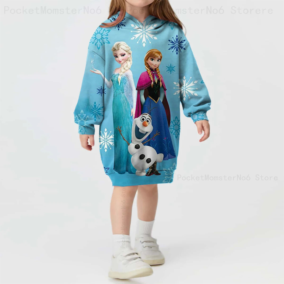 3D Printing Spring and Autumn Disney Frozen New Long-sleeved Hoodie Cute Princess Dress Kids Casual Girls Decoration