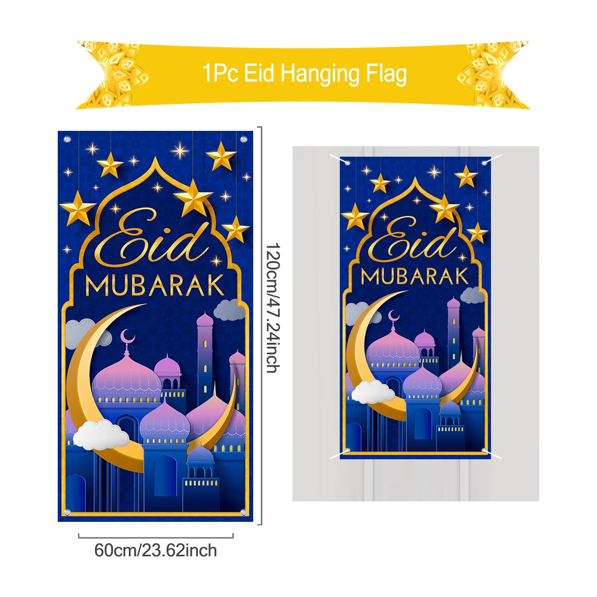 Ramadan Hanging Flag Ramadan Kareem Decoration For Home 2025 Aid EID Mubarak Muslim Islamic Festival Eid Al-fitr Party Supplies