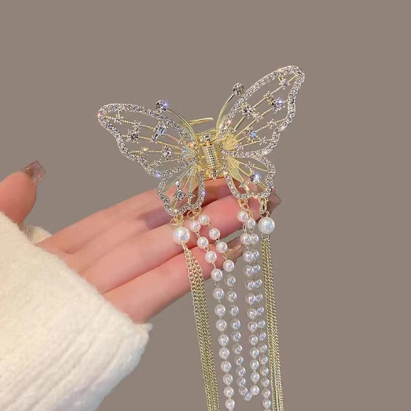 New Butterfly Tassel Hair Clip Korean Design Simple Temperament Side Clip Shark Hair Clip Hair Accessories